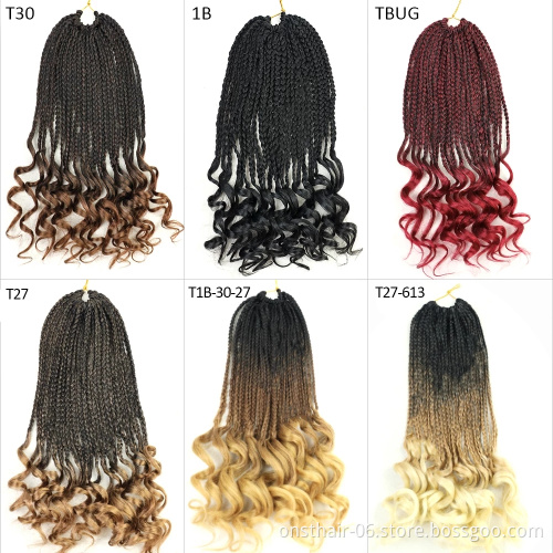 24Inch Long Culry Wavy Senegalese Twist Curly Ends Crochet Braiding Hair Extensions Synthetic Box Braids With Crochet Braid